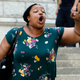 Emerald Garner, daughter of chokehold victim Eric Garner, gets emotional as she leaves the U.S. Attorney’s office, in Brooklyn, N.Y., July 16, 2019.